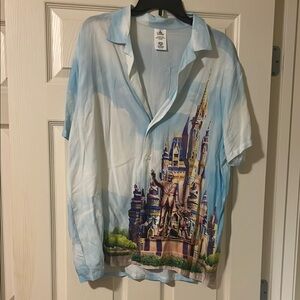 Disney World 50th Anniversary Walt and Mickey Button Down Shirt Medium
